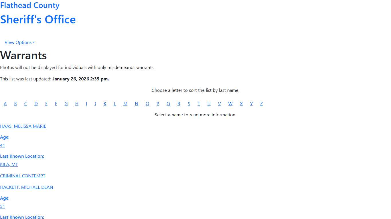 FC Sheriff's Office - Warrants